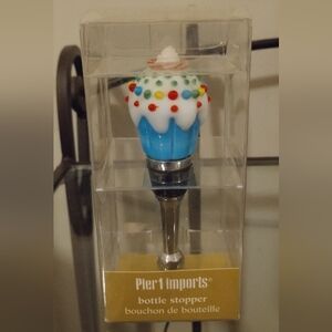 Pier 1 Blue Cupcake Bottle Stopper